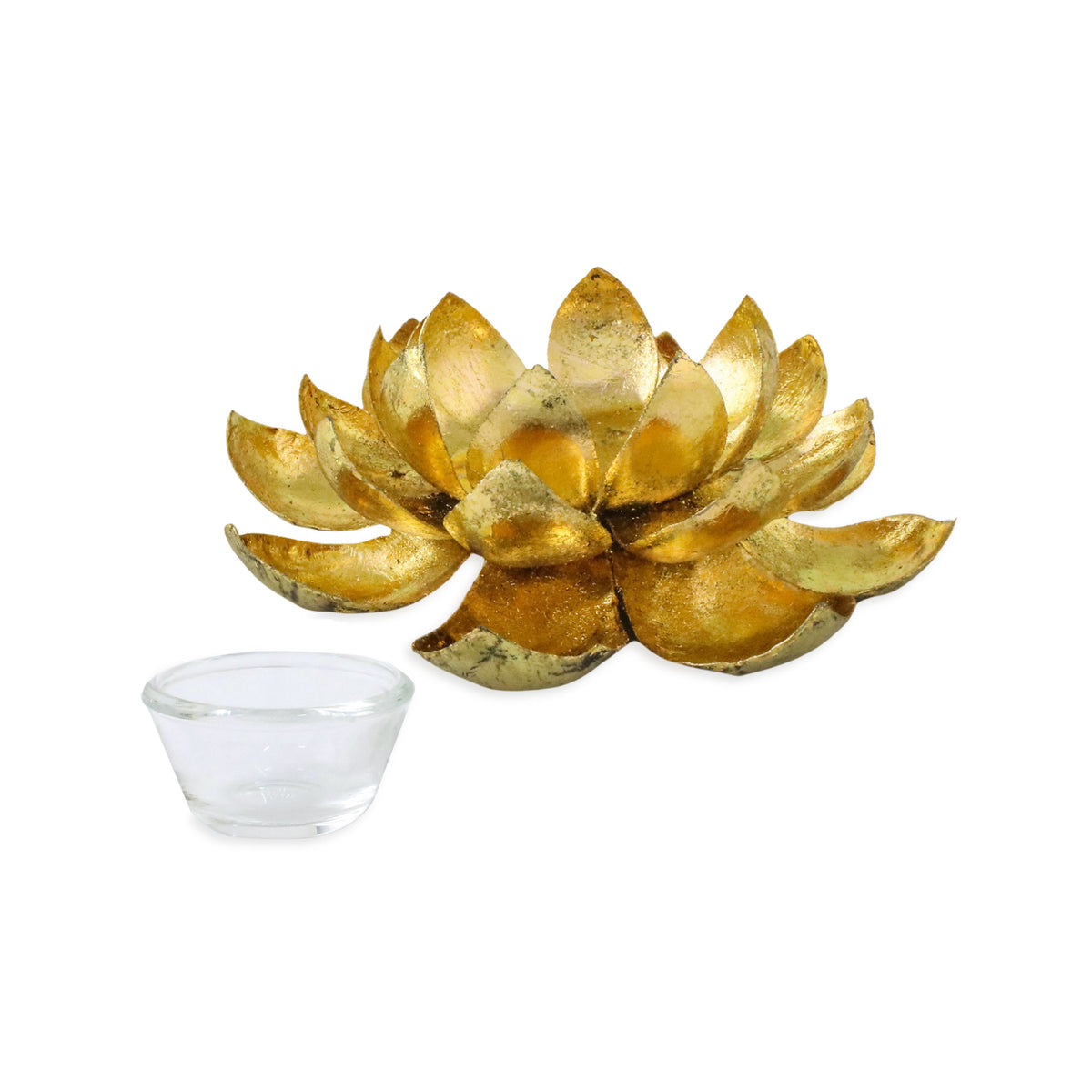 Gleaming Lotus - A Lotus Shaped Steel Tealight Holder from Thailand