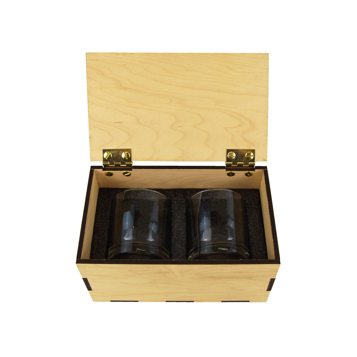 Wooden Maple Rocks Glass Gift Box