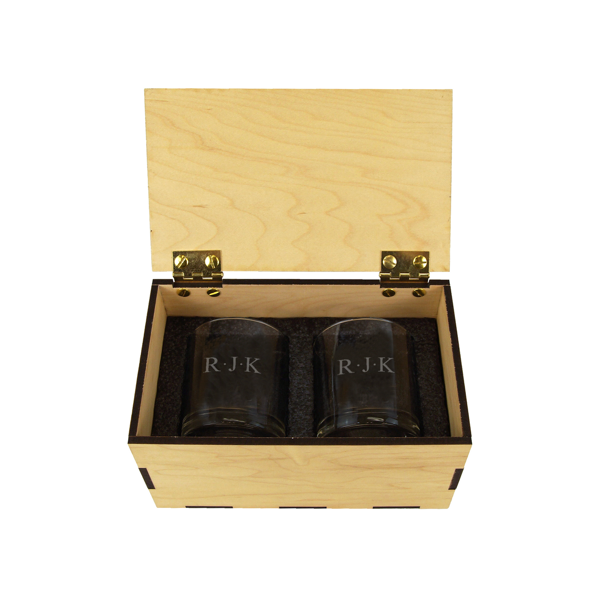 Wooden Maple Rocks Glass Gift Box