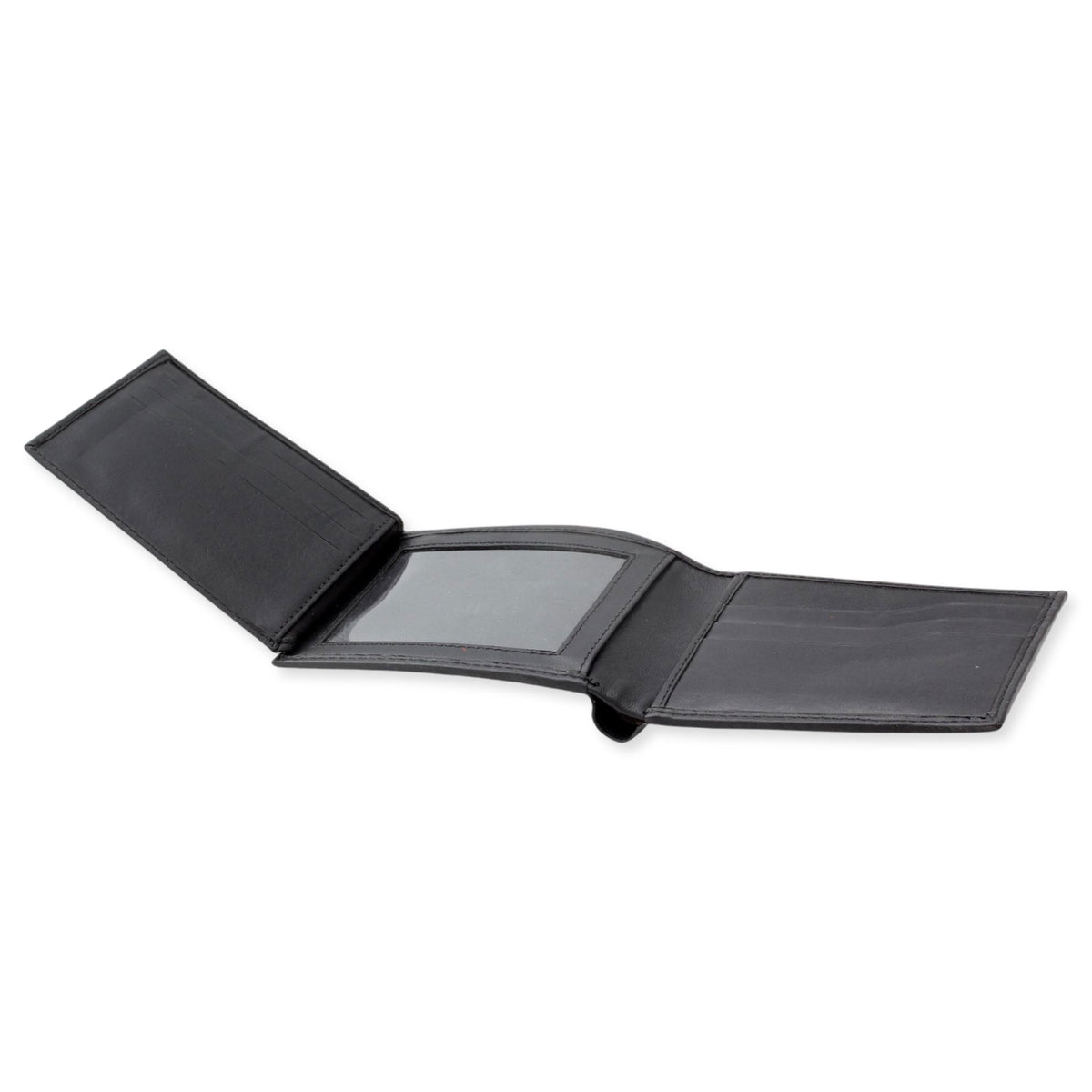 Traditional Black Leather Wallet with Lined Internal Pockets