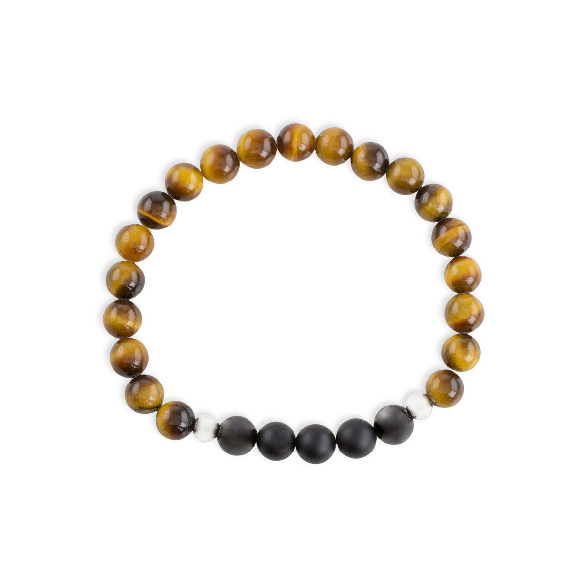 Magnitude - Men's Tiger's Eye and Black Agate Stretch Bracelet