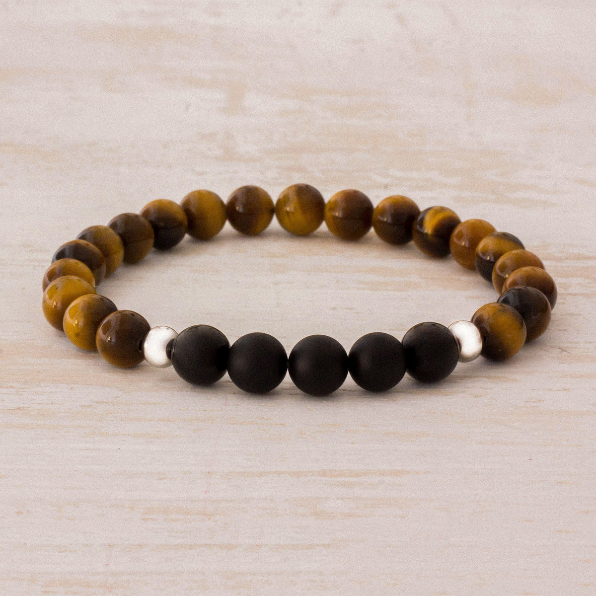 Magnitude - Men's Tiger's Eye and Black Agate Stretch Bracelet
