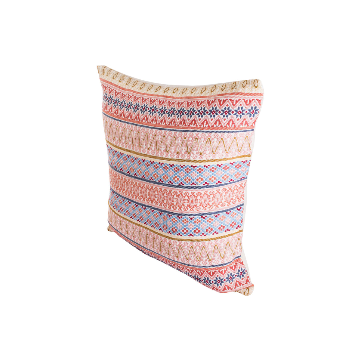 Strawberry Imagination - a Multicolor Cotton Cushion Cover Handloomed in Guatemala