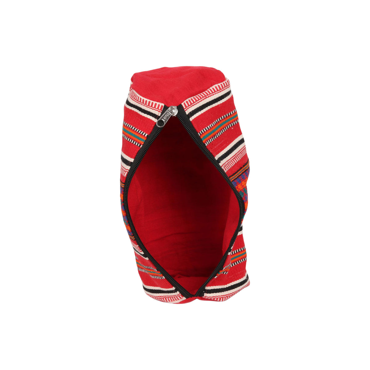 Striped Desire - a Multicolored Striped Cotton Cosmetic Bags from India (Pair)