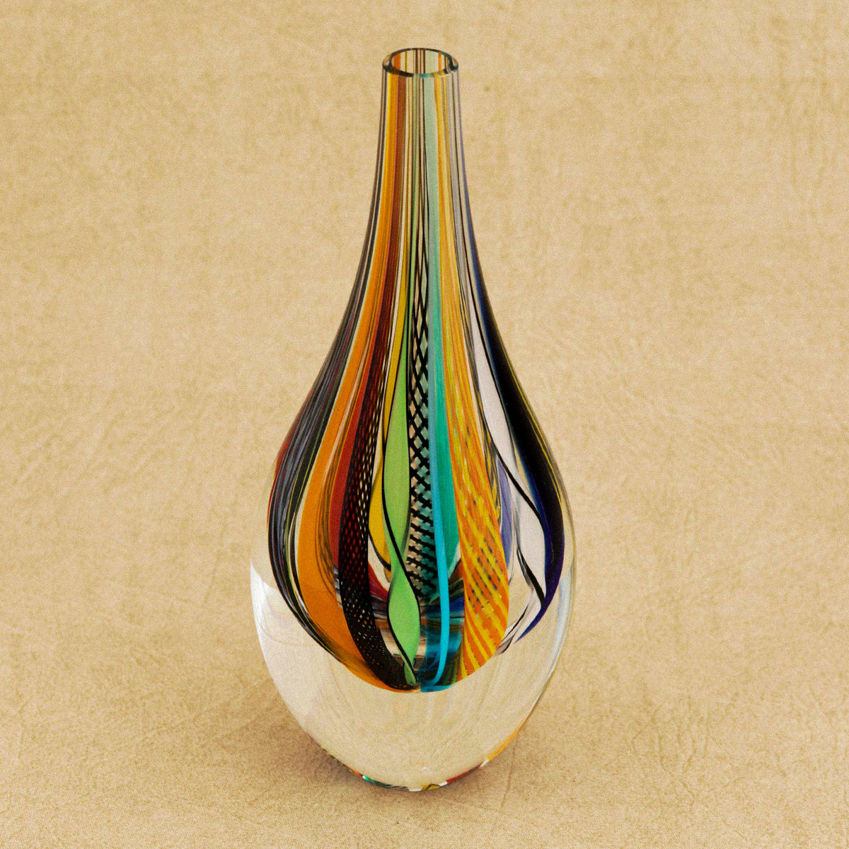 9-inch Murano-Style Colorful Art Glass Vase