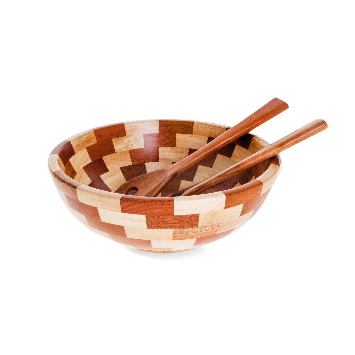 Palo Blanco and Caoba Wood Salad Bowl and Spoons