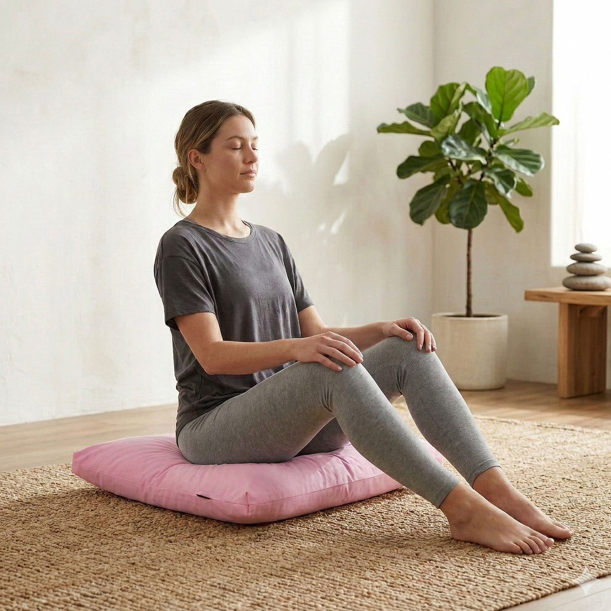 Zabuton Meditation Pillow in Pink Ribbon