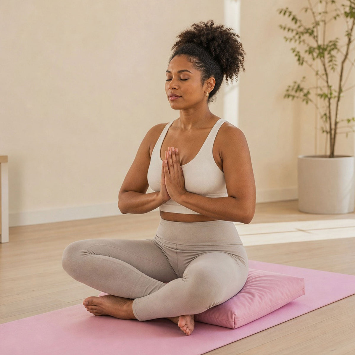 Zabuton Meditation Pillow in Pink Ribbon