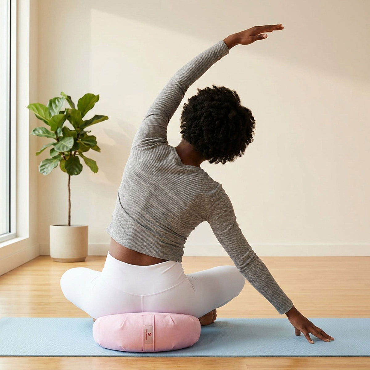 Zafu Meditation Cushion in Pink Ribbon