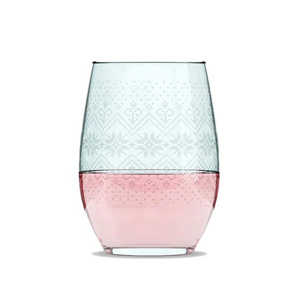 Snowflake Sweater Stemless Wine Glass - Set of 2