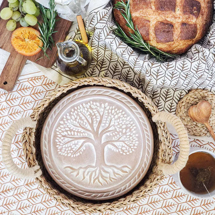 Bread Warmer & Basket with Tea Towel Round Gift Set