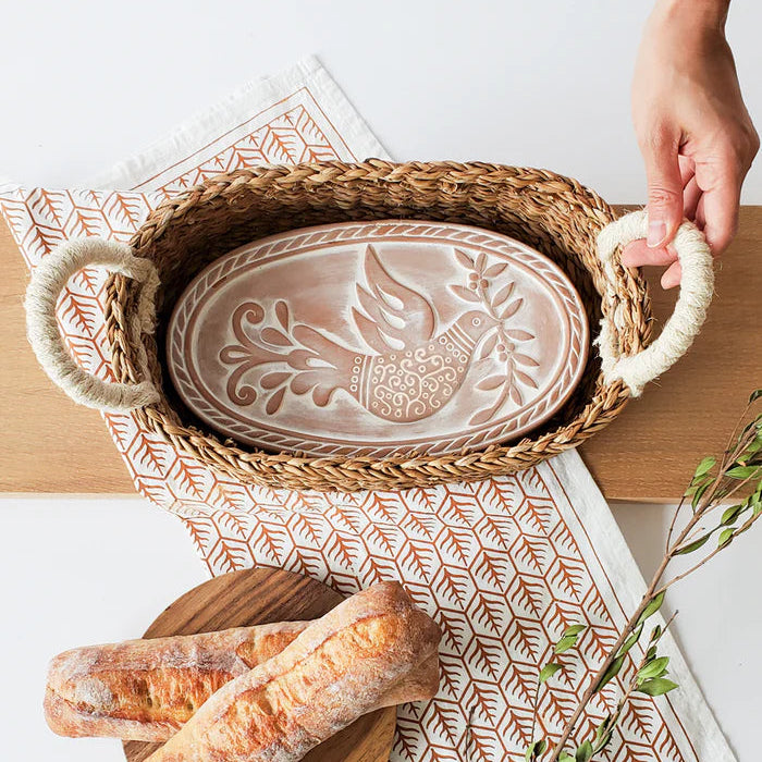 Bread Warmer & Basket Oval Gift Set