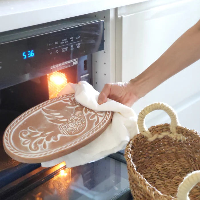 Bread Warmer & Basket with Tea Towel Oval Gift Set