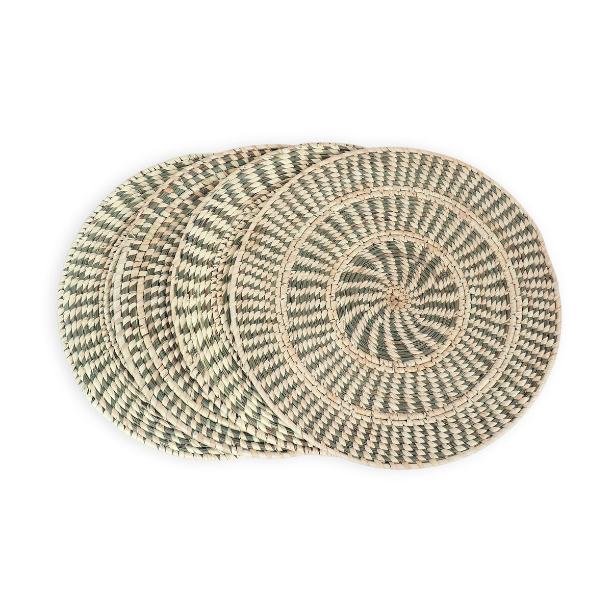 Set of 4 Natural Fiber Round Mandala Placemats - Refined and Natural Kitchenware and Tableware
