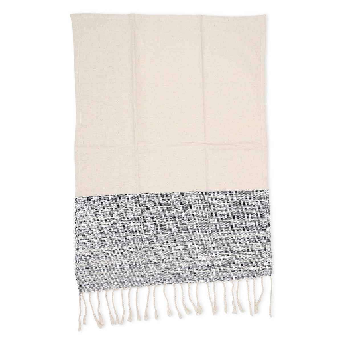 Closer look at one of the Cotton Dish Towels in Pattern Stripes with Fringes