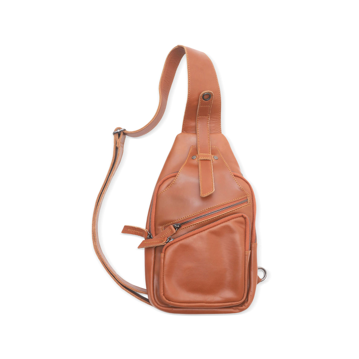 Solid Burnt Sienna Leather Backpack Sling - Easy Traveling