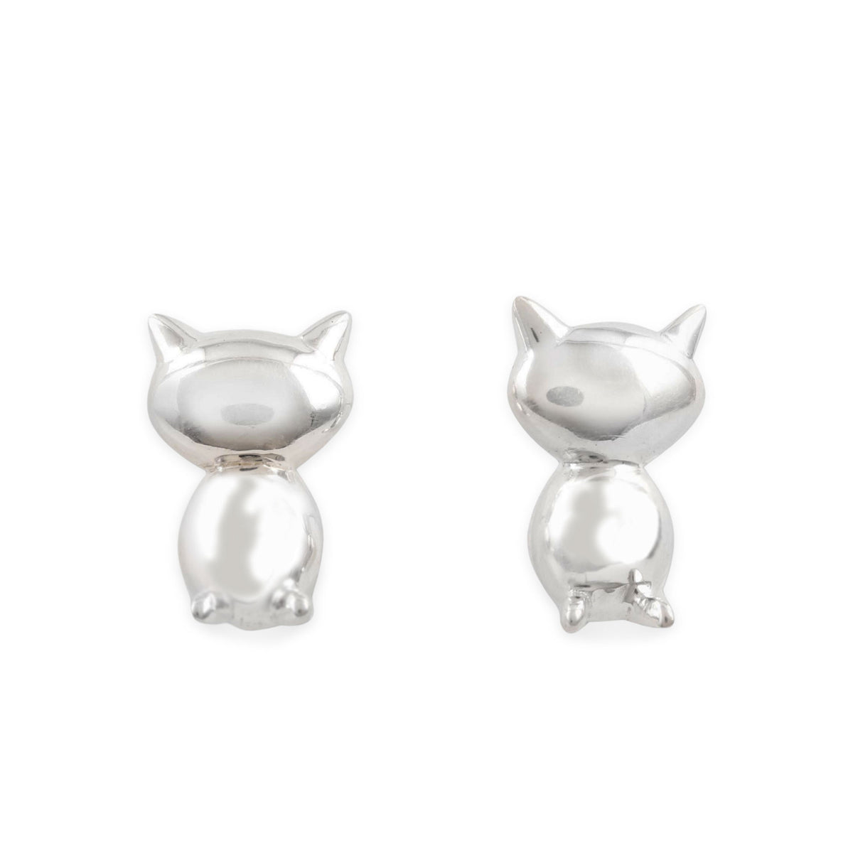 A Pair of Cute Sterling Silver Cat Earrings