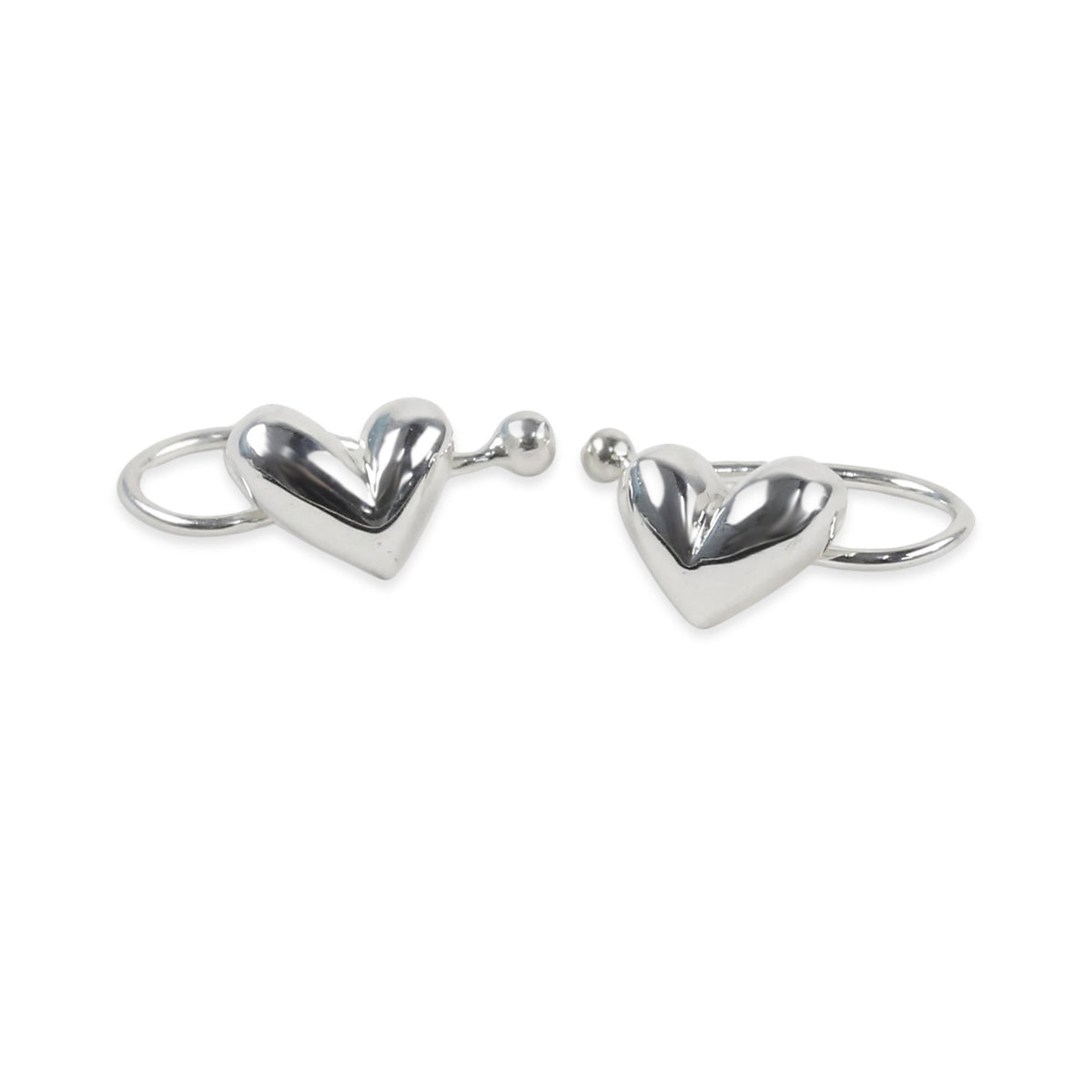 Demure Hearts - A Pair of Sterling Silver Heart Ear Cuffs