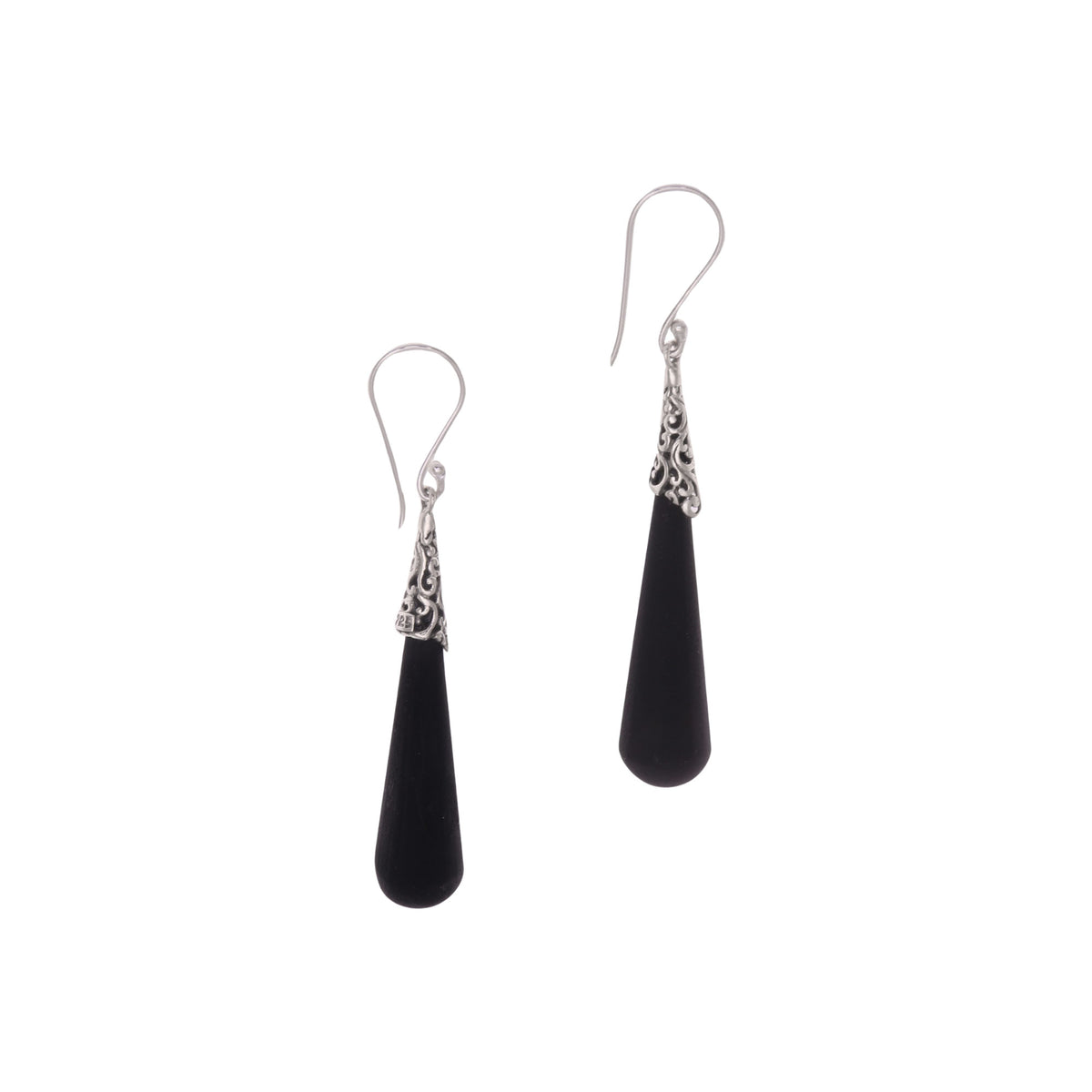 Midnight Drops - Sterling Silver Lava Stone Midnight Drops Dangle Earrings
