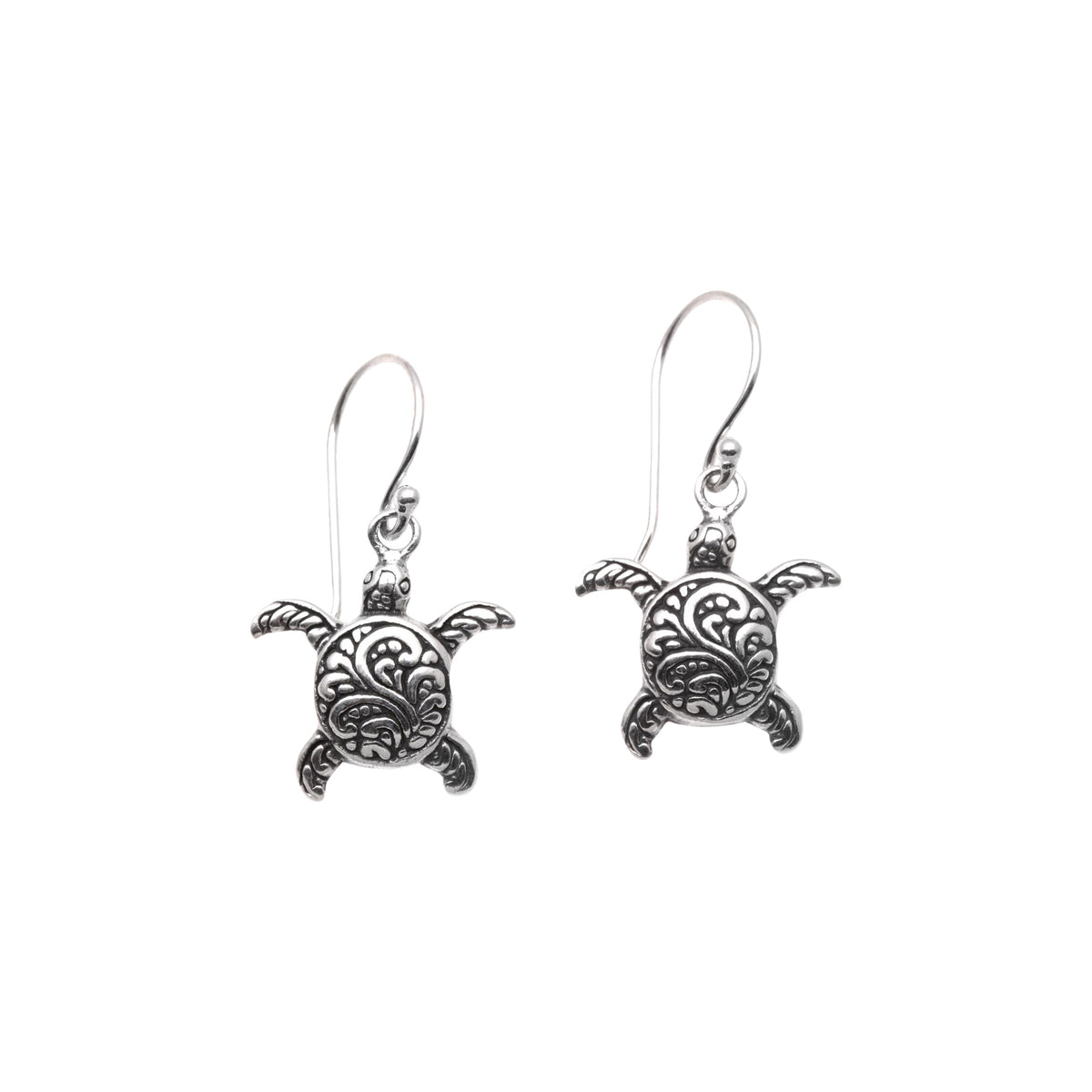 Baby Turtles - Sterling Silver Sea Turtle Dangle Earrings from Bali