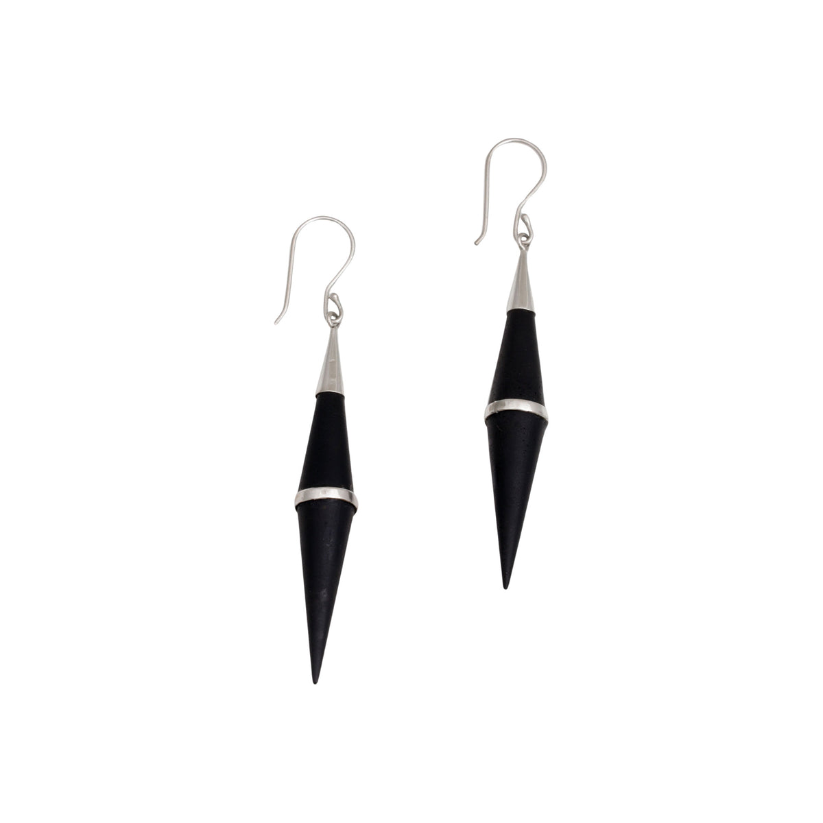 Elegant Cones - a Sterling Silver and Sono Wood Cone-Shaped Dangle Earrings