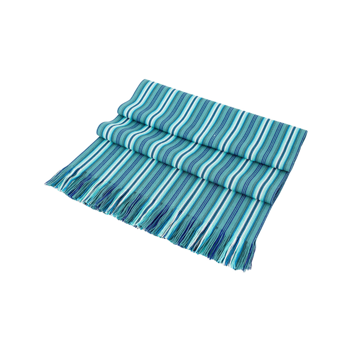 Tecpan Tradition - a Striped Blue Table Runner