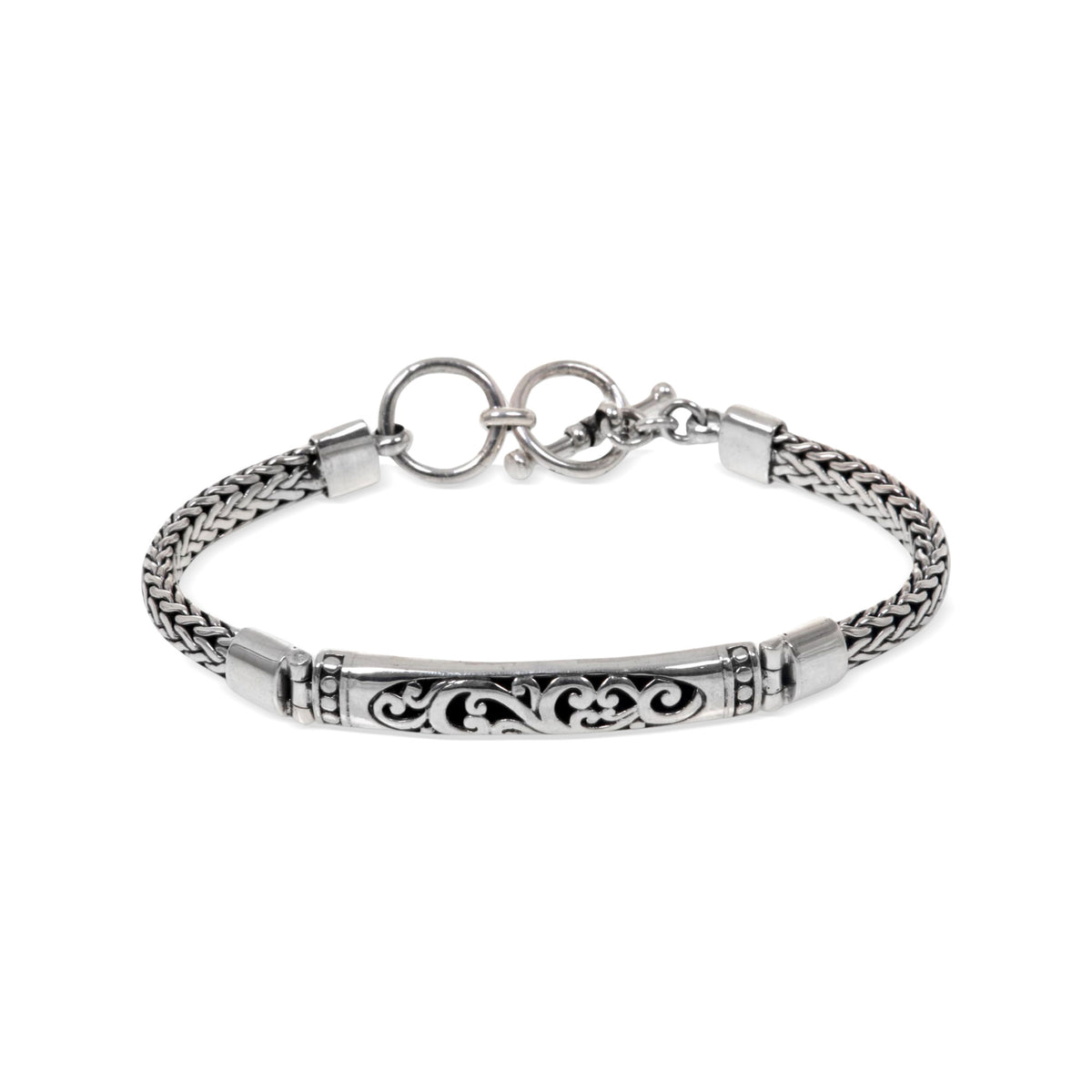Stylized Fern Design Sterling Silver 925 Pendant Bracelet - Fern Grotto
