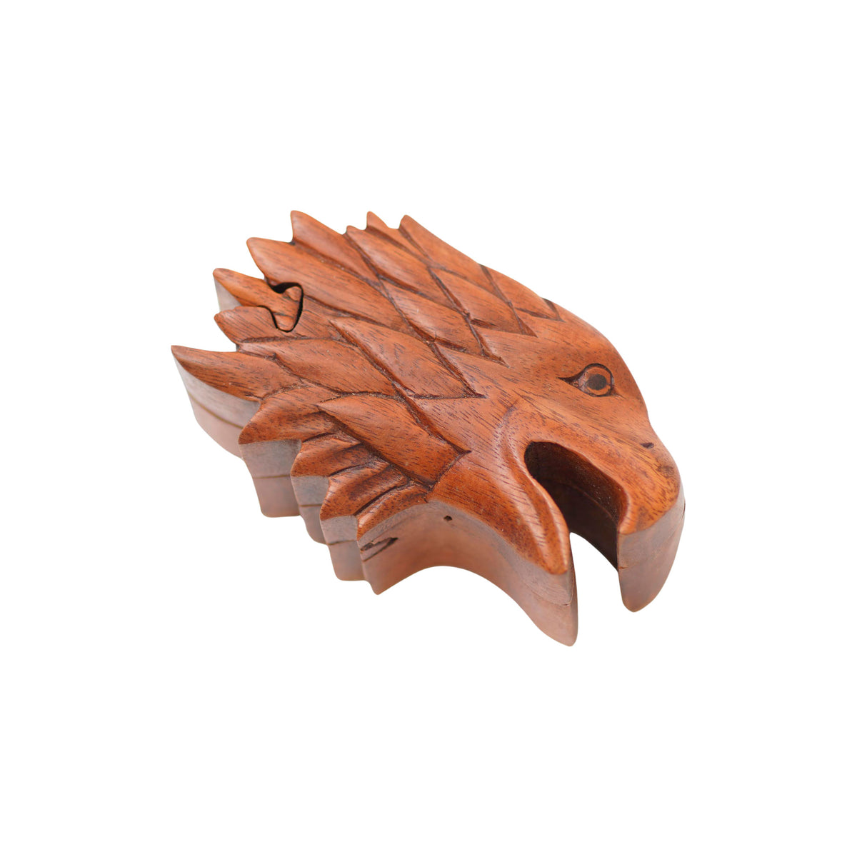 Eagle Feathers - Suar Wood Eagle-Motif Puzzle Box