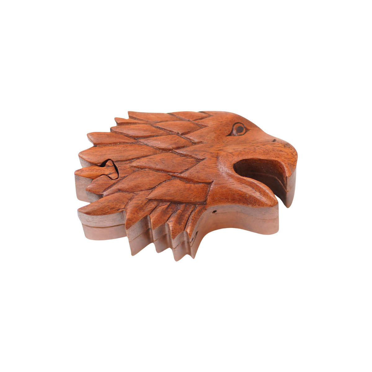 Eagle Feathers - Suar Wood Eagle-Motif Puzzle Box