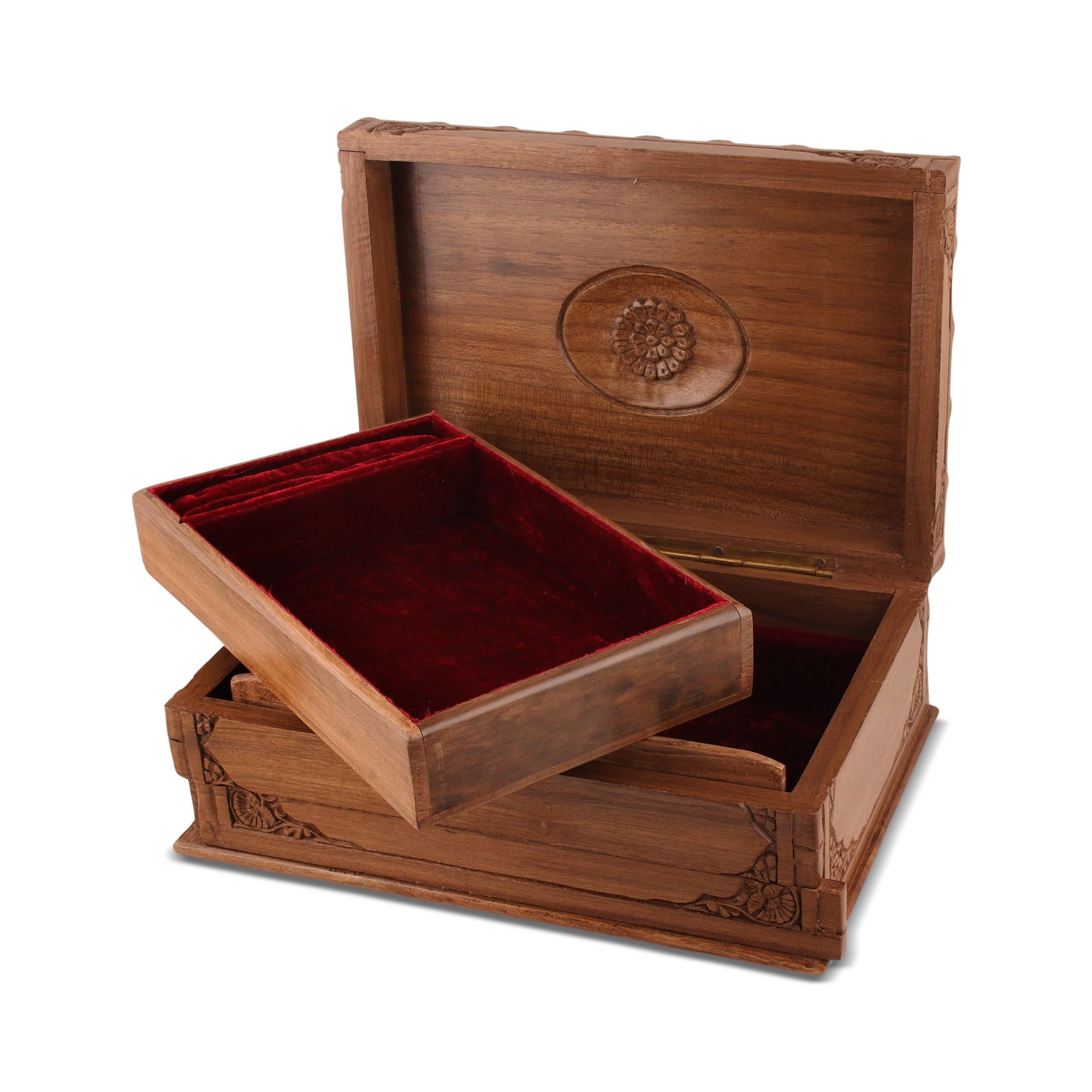 Wood Jewelry Box, 'Birds in Spring'