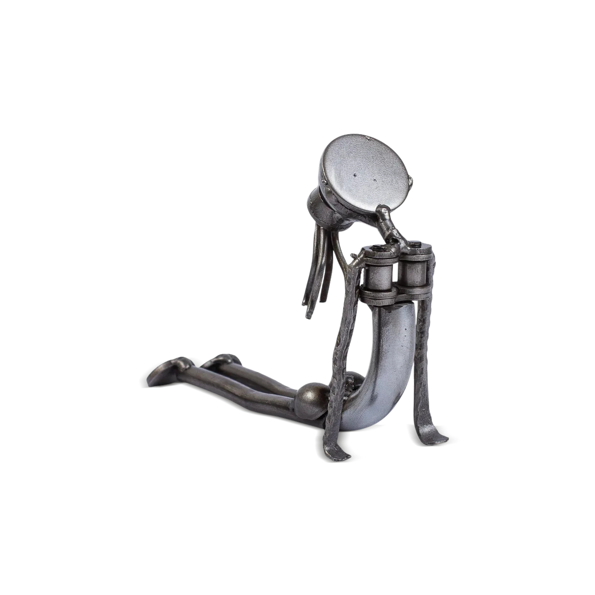 Upcycled Iron Yoga Sculpture in Cobra Pose II