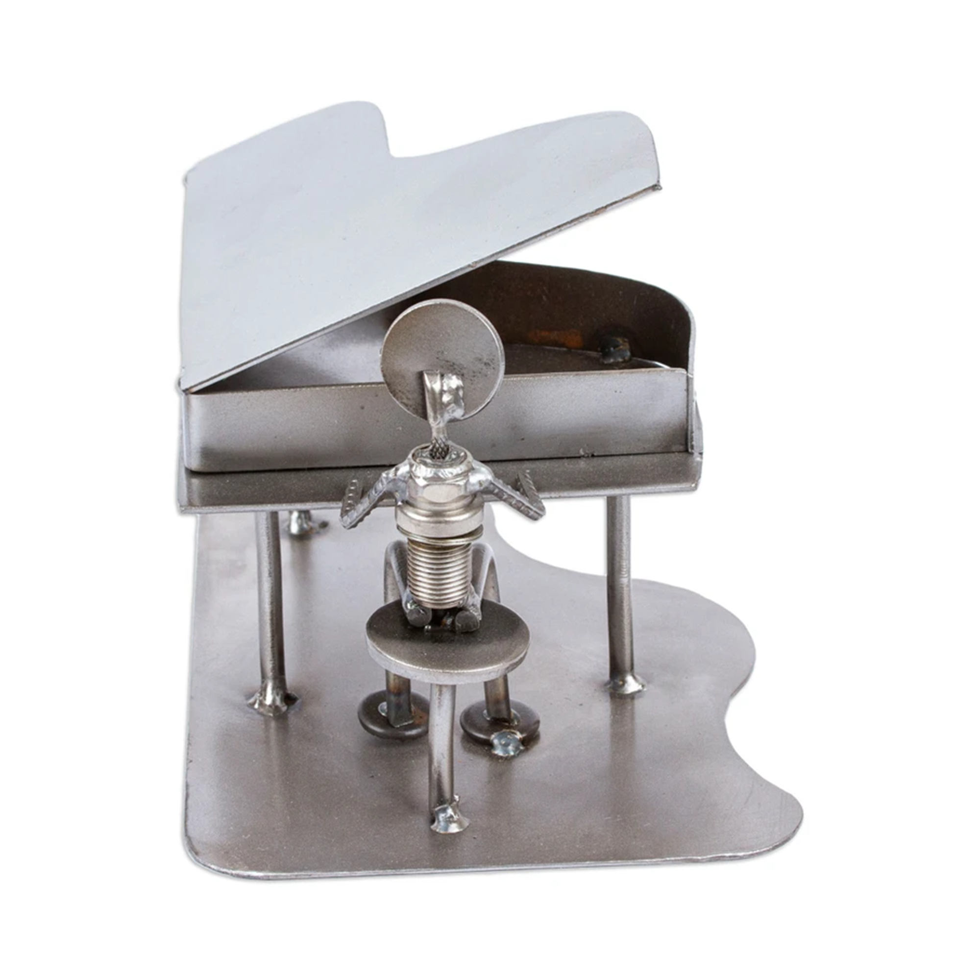 Upcycled Iron Statuette in Rustic Piano Man