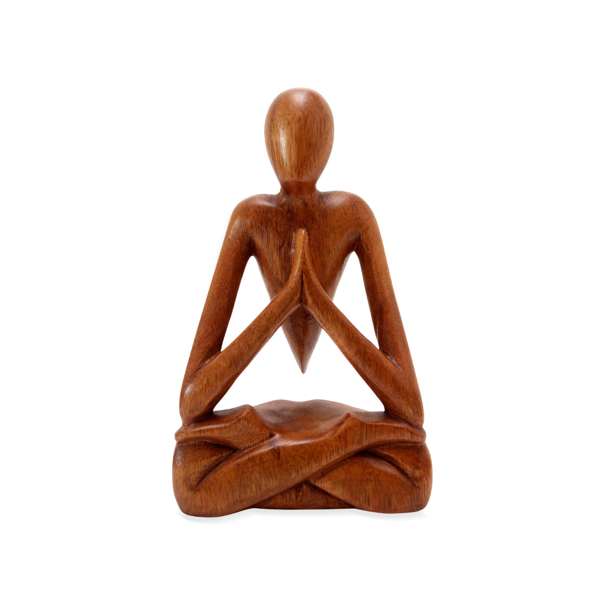 Wood Lotus Meditation Yoga Sculpture Hand Carved in Bali - Natural Meditation