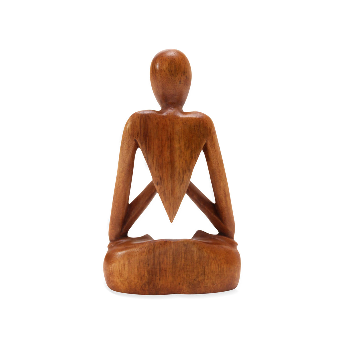 Wood Lotus Meditation Yoga Sculpture Hand Carved in Bali - Natural Meditation