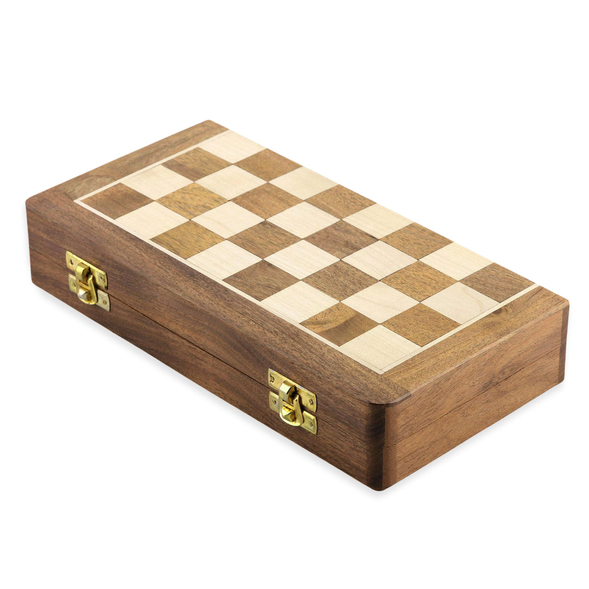 Compact Wood Travel Chess Set with Folding Board - Perfect for on-the-go Chess Players