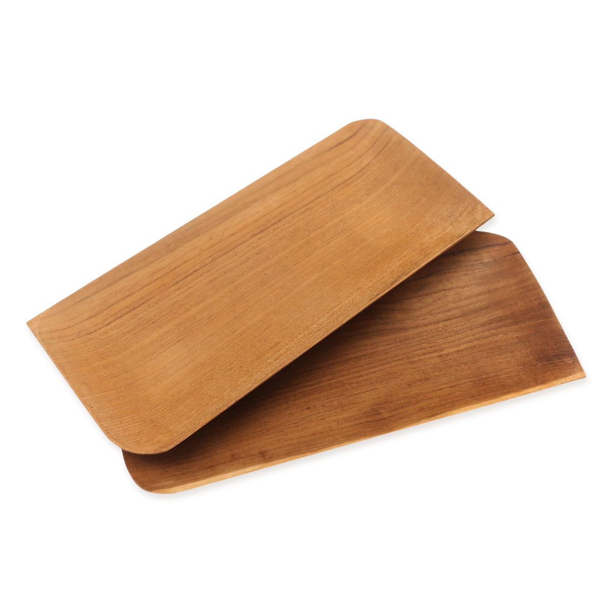 Pair of Handmade Rectangular Teak Wood Sushi Plates