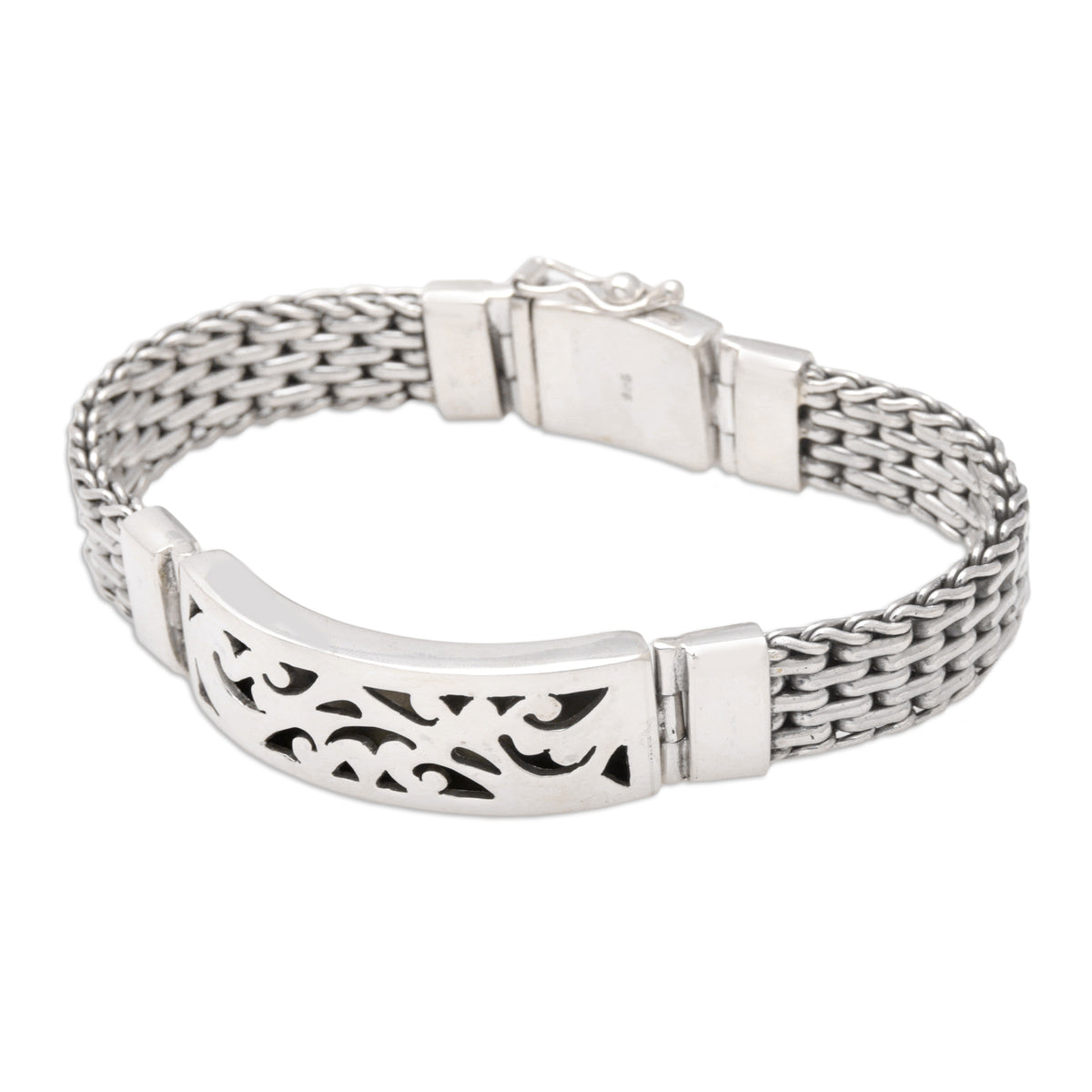 Balinese Hero - Handmade Men's Sterling Silver Link Bracelet