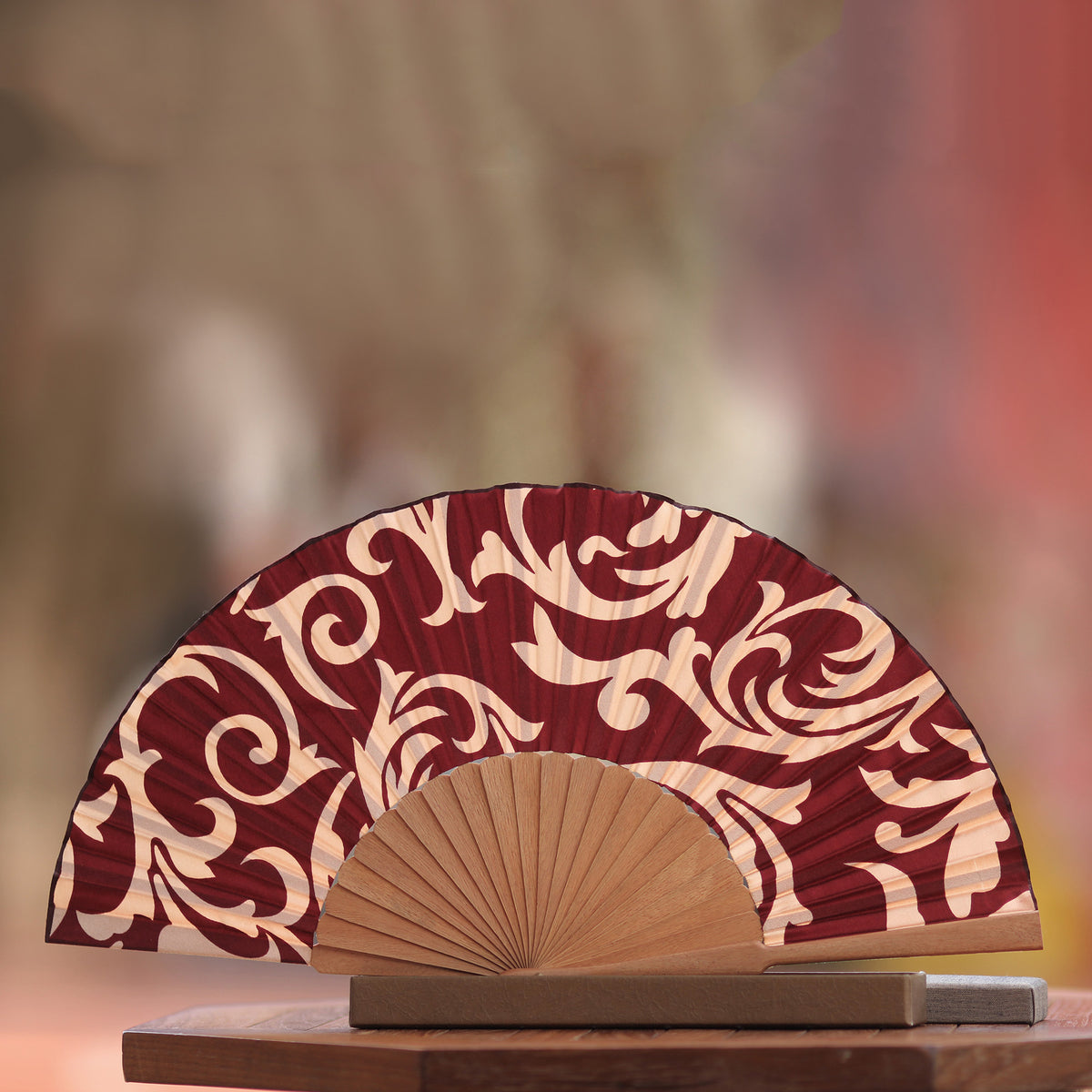 Batik Silk Fan - Red Bali Glory