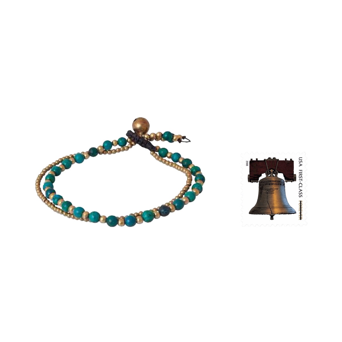Dazzling Green Harmony - A Serpentine and Brass Beaded Bracelet