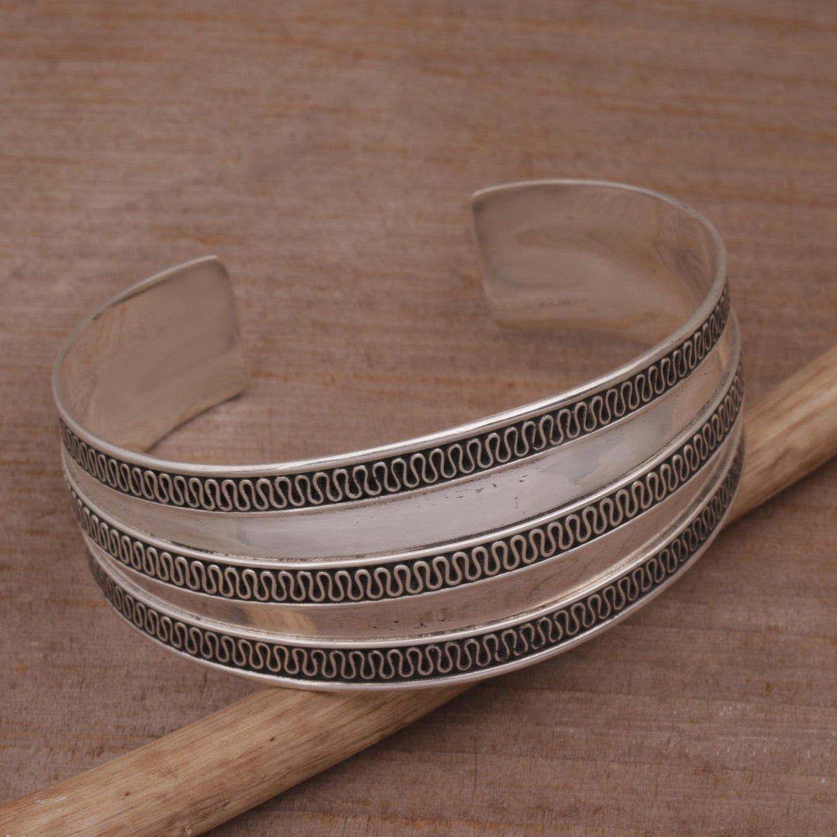 Balinese Ruffles - a Modern Sterling Silver Cuff Bracelet