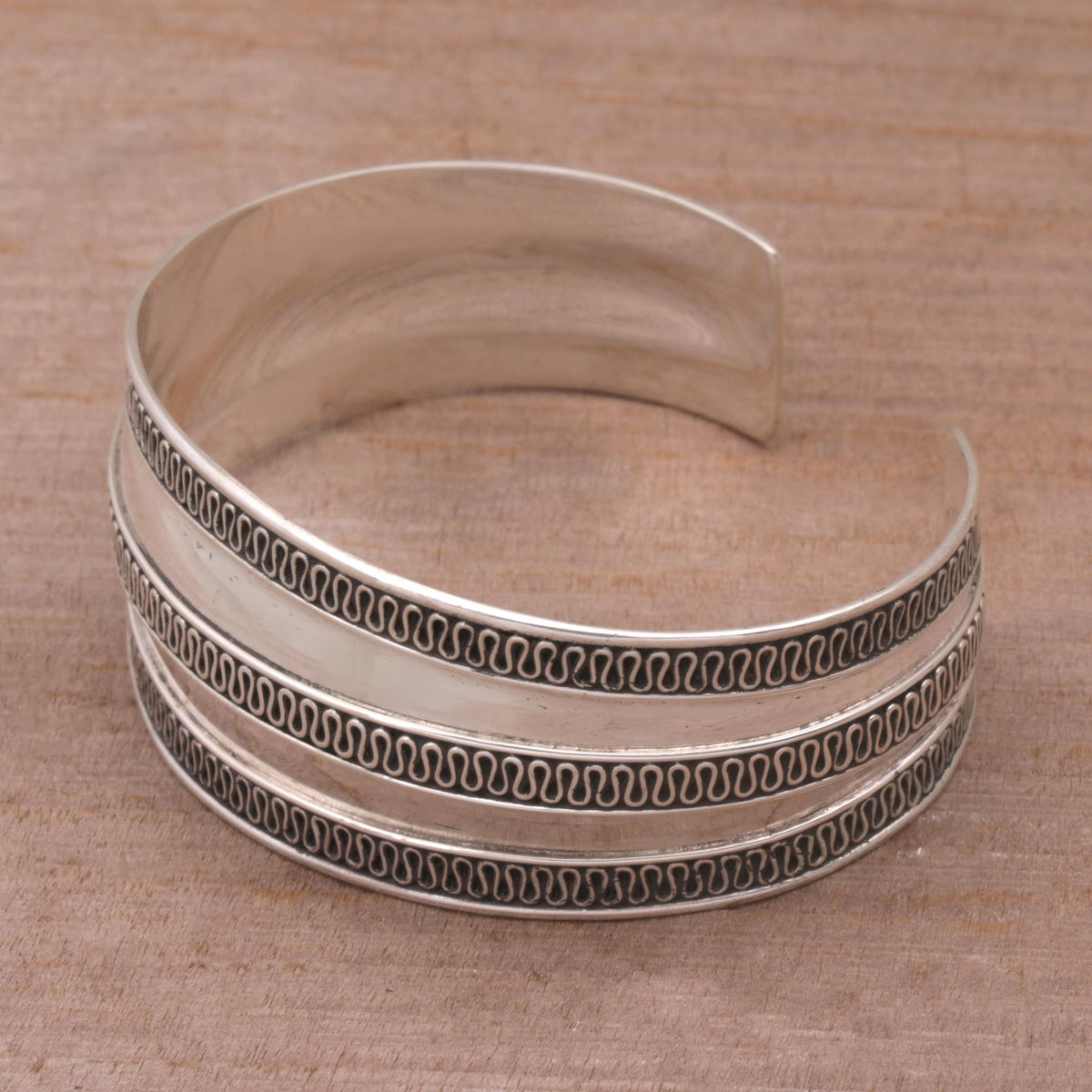 Balinese Ruffles - a Modern Sterling Silver Cuff Bracelet