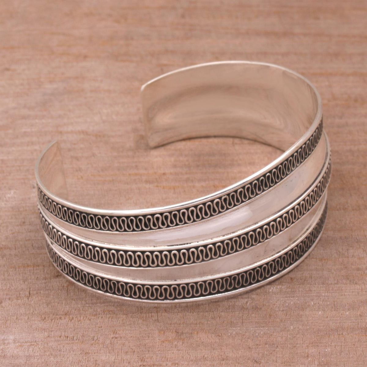 Balinese Ruffles - a Modern Sterling Silver Cuff Bracelet