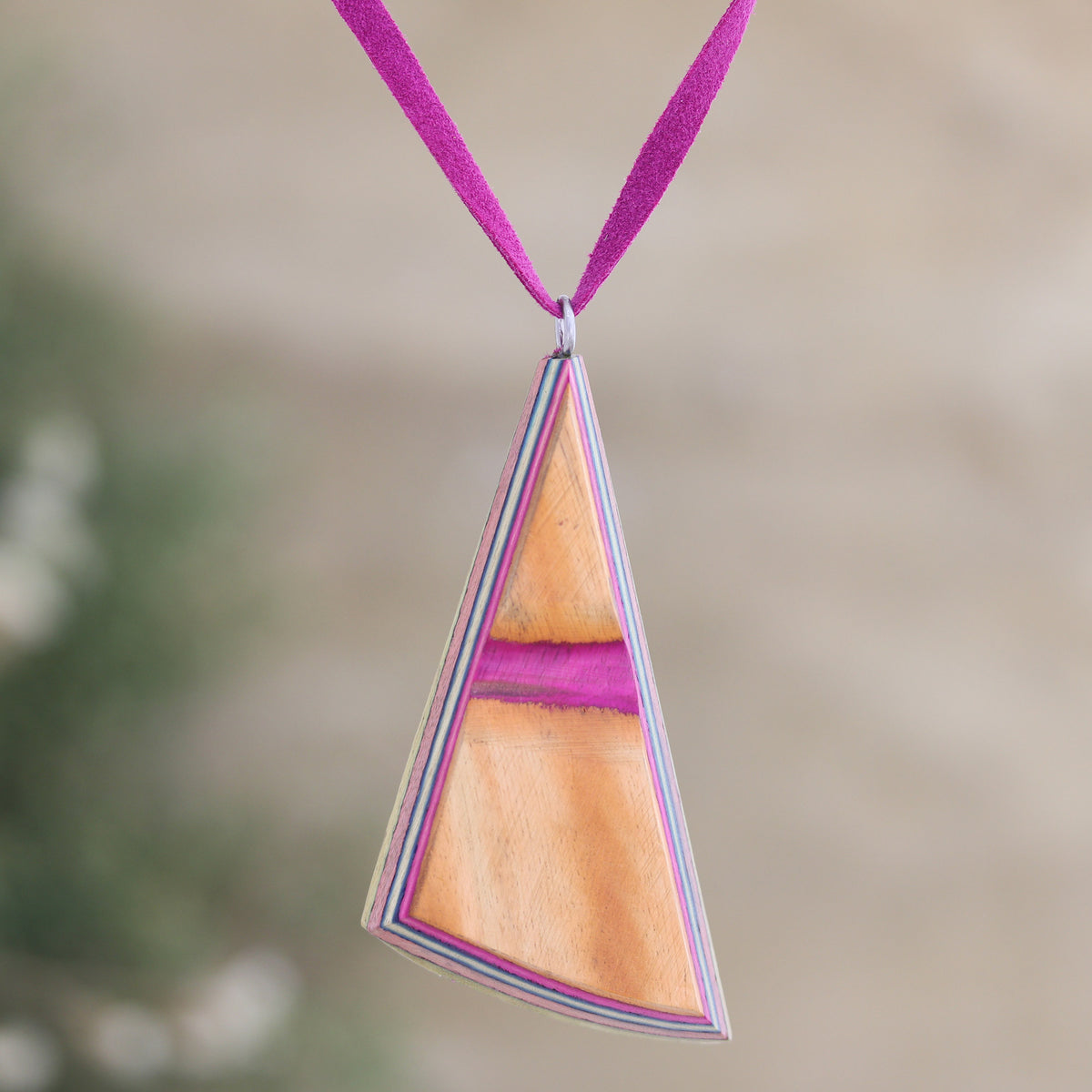 Modernity - a Wood and Leather Necklace Handcrafted Modern Jewelry