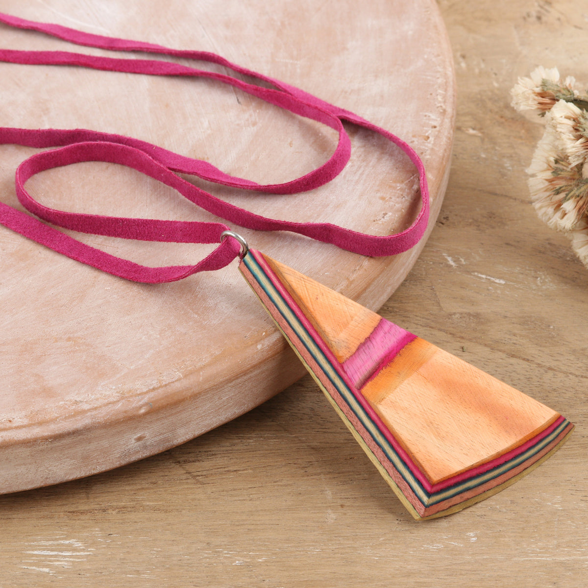 Modernity - a Wood and Leather Necklace Handcrafted Modern Jewelry
