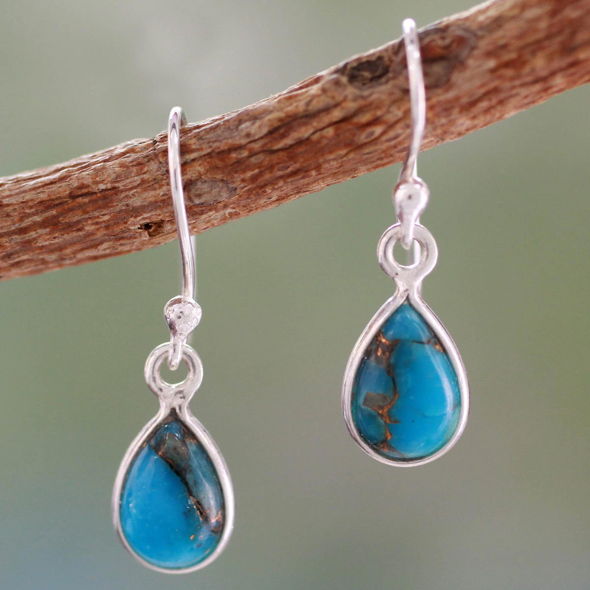 Beautiful Blue Goddess - Composite Turquoise on Sterling Silver Earrings