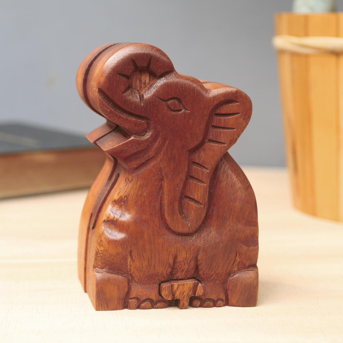 Elephant Secret - an Elephant Theme Wood Puzzle Box