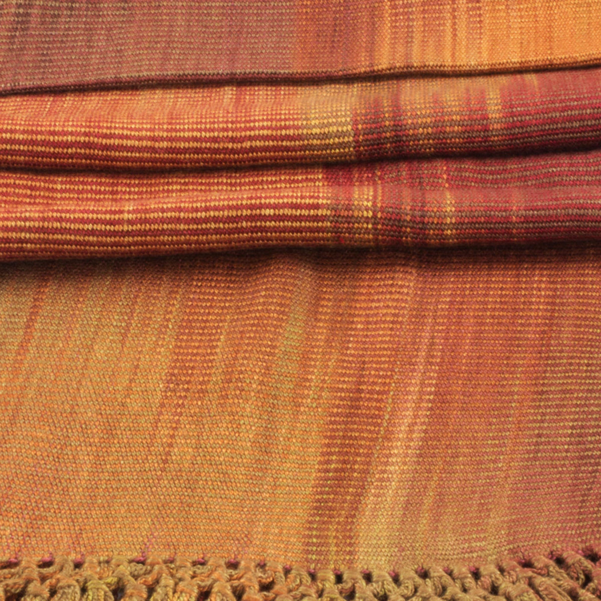 Orange Brown Maroon Hand Woven Rayon Chenille Scarf
