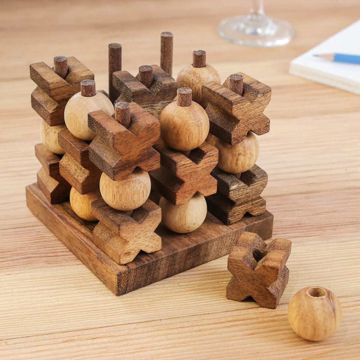Hand Made Wood Game Tic-Tac-Toe from Thailand