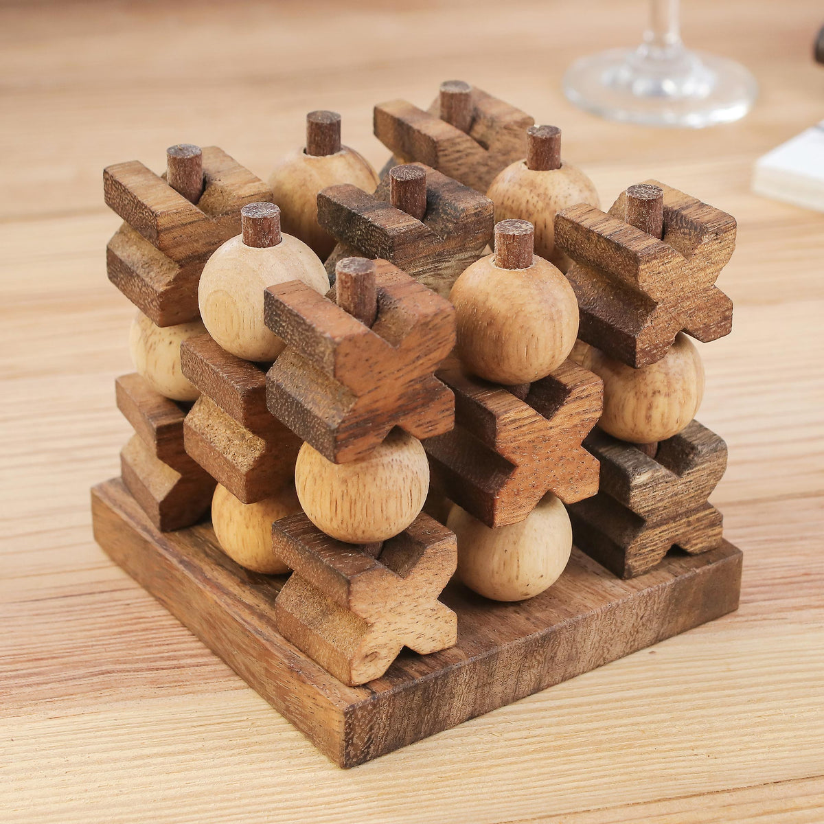 Hand Made Wood Game Tic-Tac-Toe from Thailand