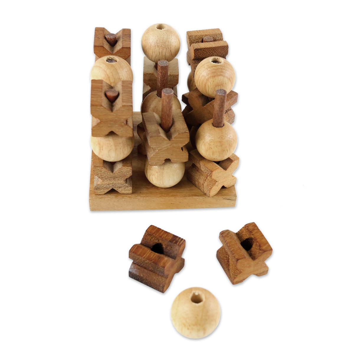 Hand Made Wood Game Tic-Tac-Toe from Thailand